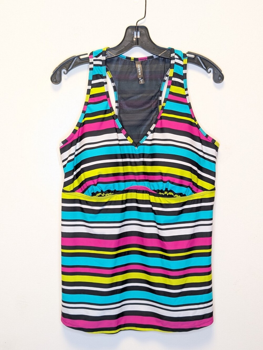 Torrid Wireless Racerback Tankini Striped Colorful Swim Top Size 2 18/20